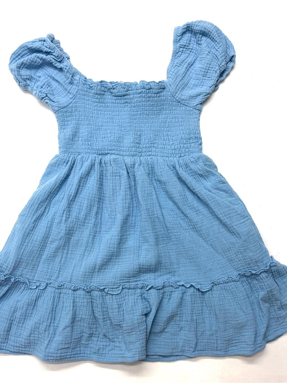 Hello Franki Light Blue Puff Sleeve Smocked Girls' Summer Dress Francesca’s